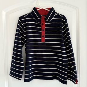 JoJo Maman Bebe Navy and Red Striped Button Down Shirt